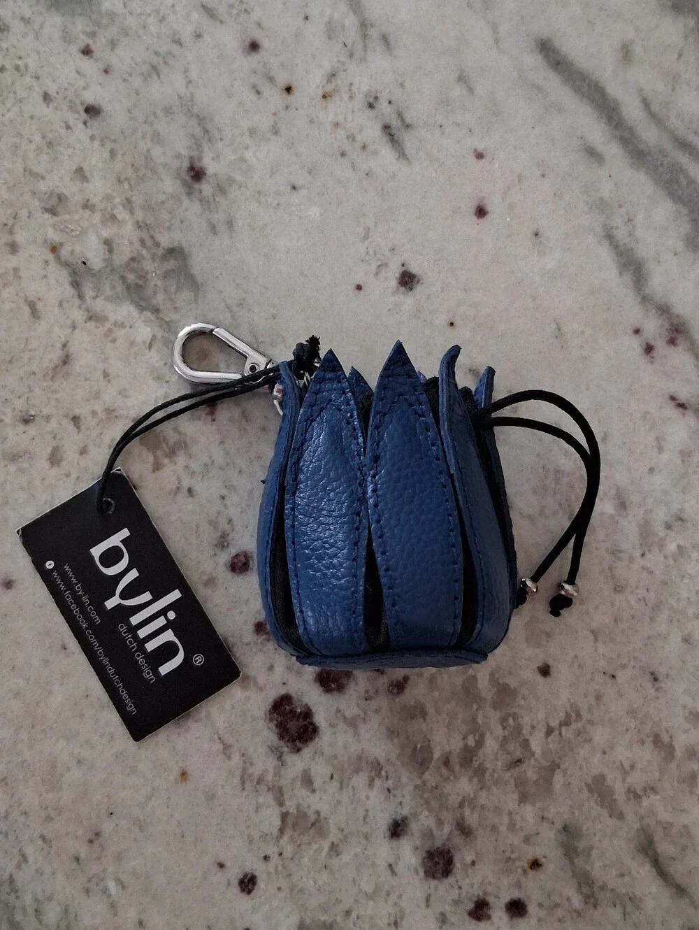 Bylin My Little Tulip Keyhanger Coin Purse Keychain Leather Cobalt Blue
